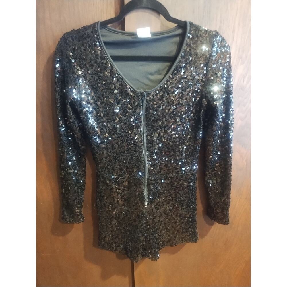 Wicked Witch Sequin Romper & Hat /w hair Halloween Costume Womens Small 2 piece - Picture 2 of 11